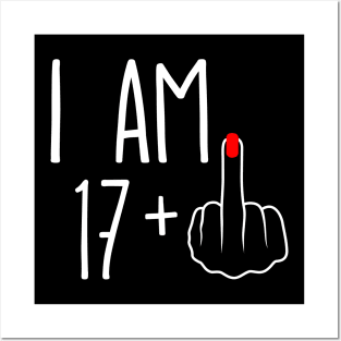 Vintage 18th Birthday I Am 17 Plus 1 Middle Finger Posters and Art